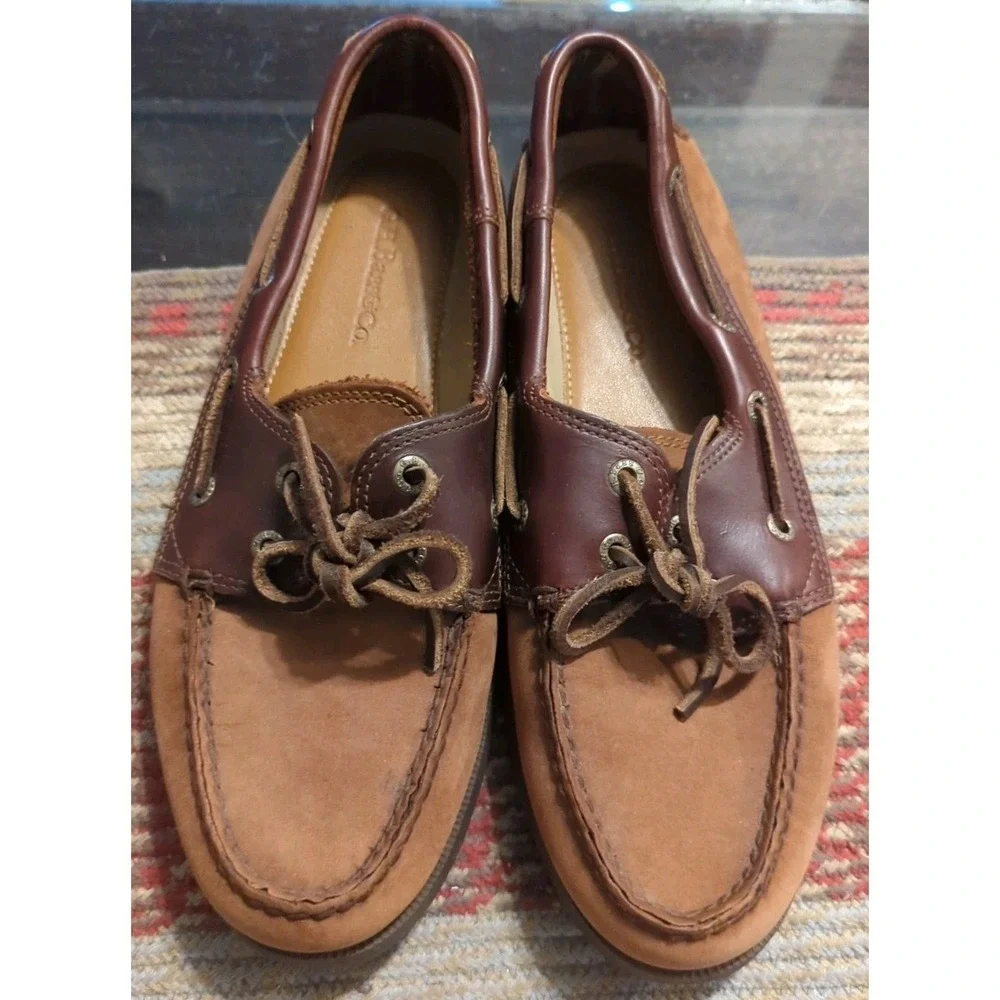 GH Bass & Co Two Brown Leather Boat Shoes Slip On Lace Up Men's Size‎ 8 M